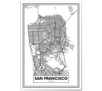 Panorama Póster Mapa de San Francisco 21x30cm - Impreso en Papel de 250gr - Cuadros Modernos Decoración Salón y Dormitorio - Láminas Decorativas