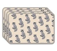 Panorama Salvamanteles Infantiles Mapache 45x30 cm Pack de 4 - Mantel Individual en Vinilo - Tapetes para Mesa - Antimanchas y Lavables