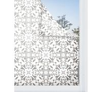 Panorama Vinilo para Ventanas Azulejo Hidráulico Tipo Oriental Gris 39x200 cm - Lámina Translúcida para Cristal - Pegatina Privacidad - Válido para Ducha - Decoración