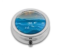 Panorama Vista Wild Nature Photo of Fog Custom Round SilverBox Pocket 2.1 pulgadas - 3 compartimentos Box/Pastillero Bolsillo