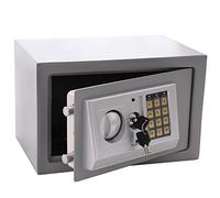 Panorama24 Caja fuerte con cerradura de combinación electrónica, 31 x 20 x 20 cm, indicador LED, perno de acero, color gris plateado, incluye 4 pilas, caja fuerte para muebles, caja fuerte de pared