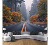 Panorámica De Pared Papel Pintado Camino Forestal Abierto, Papel Tapiz Fotográfico Paisaje Natural Tranquilo, Amarillo Murales Para Sala De Estar Dormitorio Decoración 250x175cm