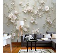 Panorámica De Pared Papel Pintado Casa moderna, Papel Tapiz Fotográfico Planta De La Vid de yeso, Blanco Murales Para Sala De Estar Dormitorio Decoración 200x140cm