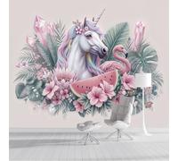 Panorámica De Pared Papel Pintado Flores De Caballo De Flamenco, Papel Tapiz Fotográfico Plantas Tropicales, Rosa Claro Murales Para Dormitorio Infantil Decoración 150x105cm