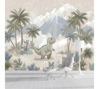 Panorámica De Pared Papel Pintado Montañas Selvas Dinosaurios, Papel Tapiz Fotográfico Animales De Dibujos Animados, Verde Murales Para Dormitorio Infantil Decoración 200x140cm