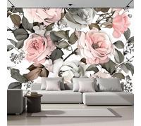 Panorámica De Pared Papel Pintado Rosas Vintage, Papel Tapiz Fotográfico Flores Elegantes, Rubor En Polvo Murales Para Sala De Estar Dormitorio Decoración 300 × 210 Cm