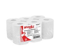 Paños de celulosa WypAll para colectividades L10 7404 - Rollo de 1 capa con dispensación central - 6 rollos de dispensación central x 390 blancas paños de celulosa (2340 en total)