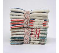 Paños de Cocina de Algodón Bordados con Diseños de Rayas y Frutas, Hechos en Portugal - Pack de 12 Unidades Suaves y Absorbentes