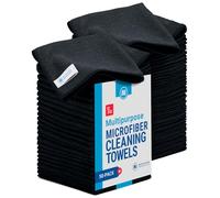 Paños de Limpieza de Microfibra de 12 x 12 Pulgadas (Paquete de 50) - Toallas Reutilizables, Trapos de Lavado, paño para el Polvo, Multiusos: Cocina, Plato, Autos, Tienda, Vidrio (Negro)
