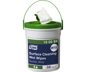 Paños de limpieza húmedos TORK, para superficies, 4 botes de 58 paños