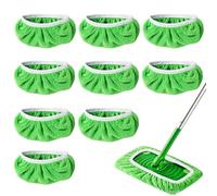 Paños de suelo lavables, 10 unidades, compatibles con Swiffer, fundas de microfibra para limpieza en húmedo y seco, reutilizables, lavables y secos, para suelos duros, azulejos laminados