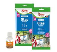 Paños húmedos de cristal de Polliboy XXL, sin rayas, para superficies de cristal, prácticos paños para ventanas, 2 x 24 toallitas, con muestra de producto, fabricado en Alemania