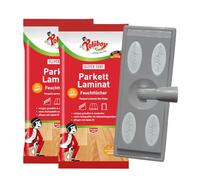 Paños húmedos para parqué de Políboy, 2 x 15 toallitas, con accesorio de | Toallitas húmedas para limpieza y cuidado con aceite de jojoba - Madera, linóleo, vinilo y corcho - Fórmula antiarrugas