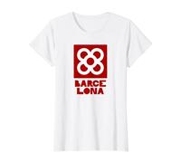 Panot Barcelona Souvenir Camiseta gráfica económica, Mujer, Blanco, XS