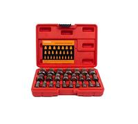 PANOVOS Juego de 25 extractores de tornillos, cabeza hexagonal, multiestrías, juego de extractores de pernos de fácil extracción, extractor de pernos redondeados de acero de alto carbono de alta