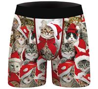 PANOZON Bóxers para Hombre Calzoncillos Cortos Divertidos Ropa Interior Disfraz en Navidad (2X-Large, Gatos)