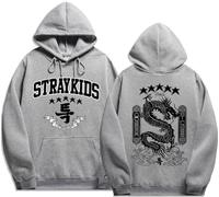 PANOZON Hombre Sudadera con Capucha 3D Impresa de Stray Kids Hoodies Manga Larga Bang Chan Changbin Hyunjin Han Felix Seungmin (M, Gris QH)