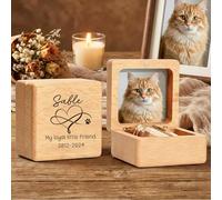 PANPANZZ Urna De Madera Personalizada para Perros Y Gatos, Caja De Cremación Pequeña con Grabado A Medida, Urna Conmemorativa Hecha A Mano para Cenizas, Ataúd para El Entierro De Animales Pequeños