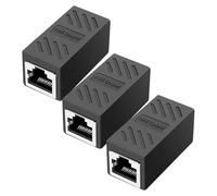 PANPEO Acoplador RJ45 Cat6, paquete de 3 conectores de extensión Ethernet hembra a hembra, acoplador en línea para cable Ethernet Cat7, Cat6, Cat5e, Cat5, negro