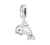 PANPOKI Colgante de plata de ley 925, diseño de animales marinos (delfín, tortuga, pescado, estrella de mar) para pulseras y collares para mujer