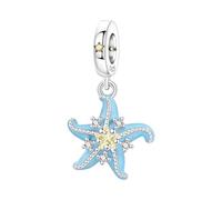 PANPOKI Colgante de plata de ley 925, diseño de animales marinos (delfín, tortuga, pescado, estrella de mar) para pulseras y collares para mujer