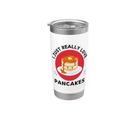 Panqueques Kawaii I Just Really Love Cute Panqueques Amante de la comida Vaso térmico de acero inoxidable de doble pared