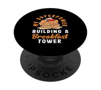 Panqueques Mi Superpoder Construyendo Una Torre De Desayuno PopSockets PopGrip Adhesivo