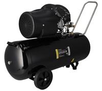 PANSAM Compresor de aire lubricado 100 L, bicilindro V 2300 W, 8 bar, caudal de aire 412 l/min, compresor de taller con 2 manómetros, 2 conexiones rápidas, ruedas de transporte y asa