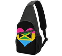 Pansexual Heart Flag Jamaica Crossbody Mochila Bolso de Hombro Ligero Una Correa Sling Bag Travel Senderismo Daypack
