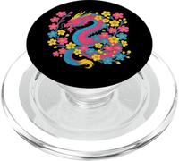 Pansexual Japanese Dragon Pan Pride Flag Colors Floral PopSockets PopGrip para MagSafe