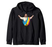 Pansexual Jesús Orgullo LGBTQ Amén Rainbow Savior Sudadera con Capucha