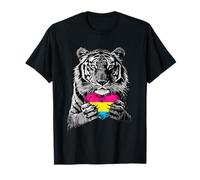 Pansexual Pride Tiger LGBTQ Heart Pan Flag Pansexualidad Camiseta