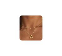 PANSHI Collares con inicial de oro para gargantilla en capas con letras de burbujas, joyería de oro, regalo para adolescentes, regalos personalizados para mujeres y ella, L, Oro amarillo, No es una