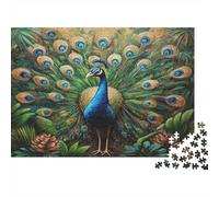 Pantalla Abierta Pavo Puzzle Imposible,desafío for Adults Feather Entretenimiento Creativo 1000 Piezas Obra De Arte De Juego De para Adultos Y Niños A Partir De 12 Años 1000pcs (75x50cm)