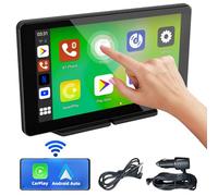 Pantalla Carplay Coche, 7" Portátil Carplay Coche y Android Auto, Car Play Inalámbrico para A-pple Coche con Navegador, Control de Voz, Mirror Link, Bluetooth, FM, AUX para Todos Los Vehículos