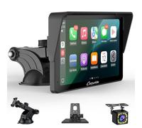 Pantalla Carplay portátil, Carpuride V3R Inalámbrica Airplay y Android Auto, Pantalla táctil HD de 7 Pulgadas y 1080p con cámara de Marcha atrás Real de 720p/BT 5.0/Mirror Link/reproducción USB