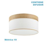 Pantalla colgante cloe m10 blanca/madera-clara 50dx50dx22h difusor inc