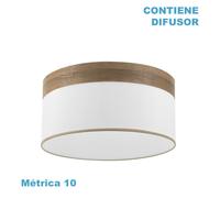 Pantalla colgante cloe m10 blanca/madera-oscura 50dx50dx22h difusor in