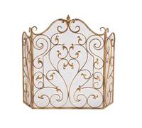 Pantalla contra incendios Pantalla for chimenea, barra de fuego, repisa decorativa ahuecada for sala estar y oficina Pantalla de protección contra incendios(Gold,Medio)