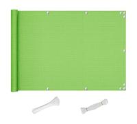 Pantalla de balcón de 110 x 800 cm, resistente a los rayos UV, protección contra el viento, decoración verde al aire libre con ojales, lazos y cuerdas para una mayor privacidad