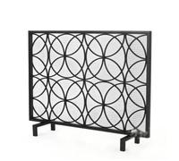 Pantalla de Chimenea Single-Sided Fireplace Screen Iron Decorative Home with Mesh Guardrail Living Room European Partition(Negro)