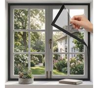 Pantalla de fibra de vidrio autoadhesiva for bricolaje, 50-200 cm, gancho y bucle, mosquitera for mascotas, blanco/negro(Black,120x130cm)