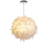 Pantalla de lámpara colgante de plumas de 16 PULGADAS, lámpara de araña de luz de techo de plumas con bombilla de 5 W, lámpara colgante moderna nórdica para sala de estar, comedor, dormitorio
