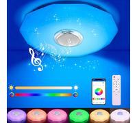 Pantalla de lámpara de cielo estrellado de bajo consumo, control remoto para un fácil acceso en su dormitorio, baño o sala de estar, blanco frío,