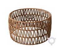 Pantalla de lámpara de ratán, trenzado a mano, diámetro de 30 x 17 cm, de cuerda de rafia, tambor para lámpara colgante, lámpara de techo, lámpara de mesa y lámpara de pie, incluye anillo reductor E14