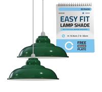 Pantalla de lámpara de techo de metal de 32 cm, paquete de 2, fácil de instalar, moderna lámpara industrial, elegante lámpara colgante para el hogar y espacios comerciales. (Verde)