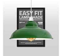 Pantalla de lámpara de techo pintada moderna, pantallas de lámpara de metal industrial, pantalla vintage no eléctrica para cocina, sala de estar, dormitorio (verde, 32 cm curvado)