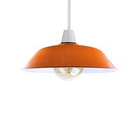 Pantalla de lámpara de techo retro de metal, fácil ajuste, moderna, naranja, 36 cm, pantalla de iluminación de techo para dormitorio, industrial, E27, pantalla de luz rústica, lámpara colgante de