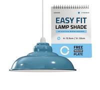 Pantalla de lámpara de techo semicurvada de metal azul retro vintage de LEDSone de 32 cm para luces de techo colgantes