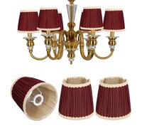Pantalla de Lámpara Pequeña, 3 Piezas E14 Pantalla de Tela de Barril Rojo Vino Pantalla de Lámpara Moderna con Clip para Lámparas de Mesa de Velas de Pared, 4.3 "X 5.9" X 5.5 "